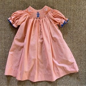 Smocked embroidered UVA gingham dress